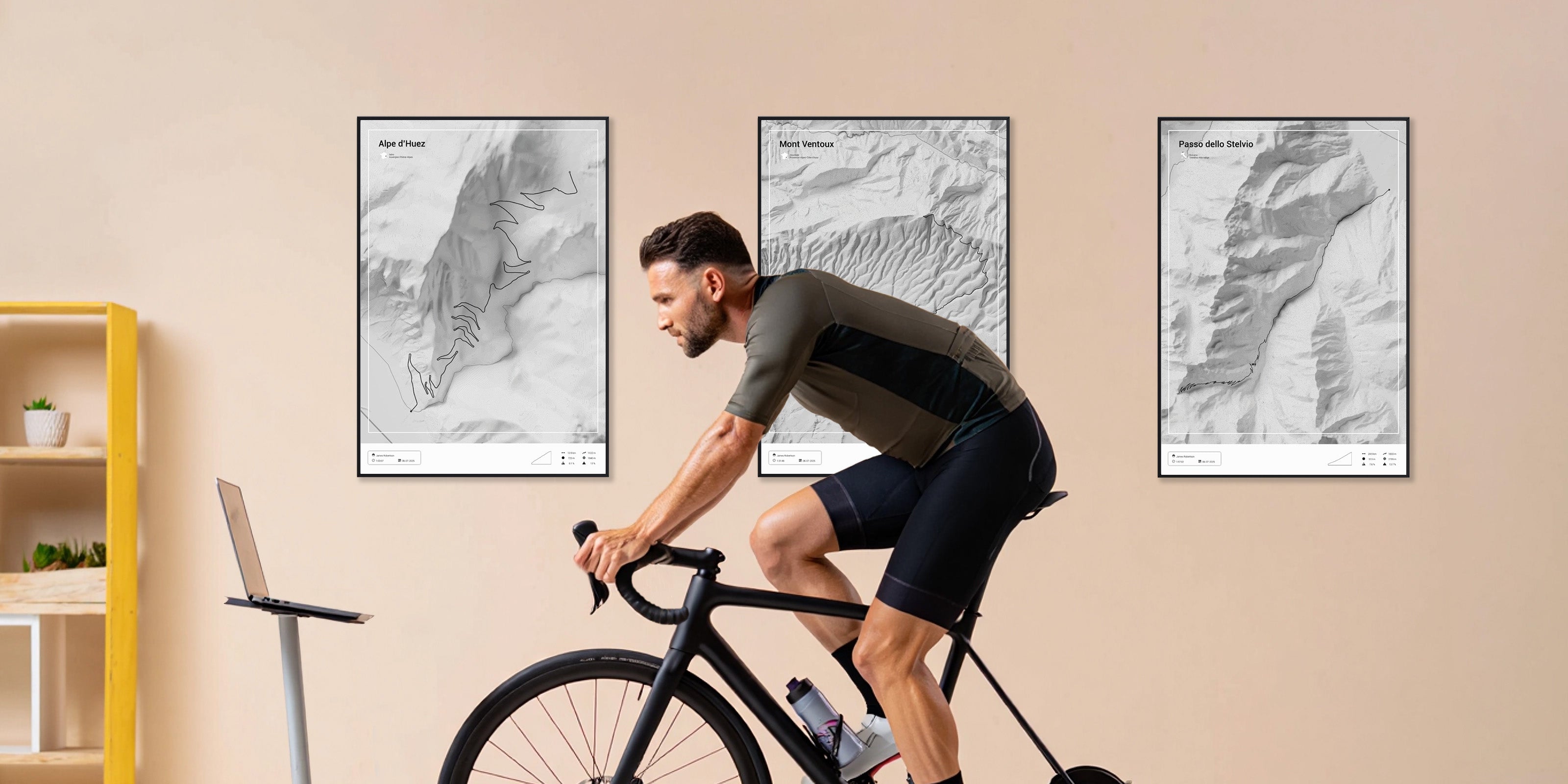 Pain Cave with Cycling Cols posters